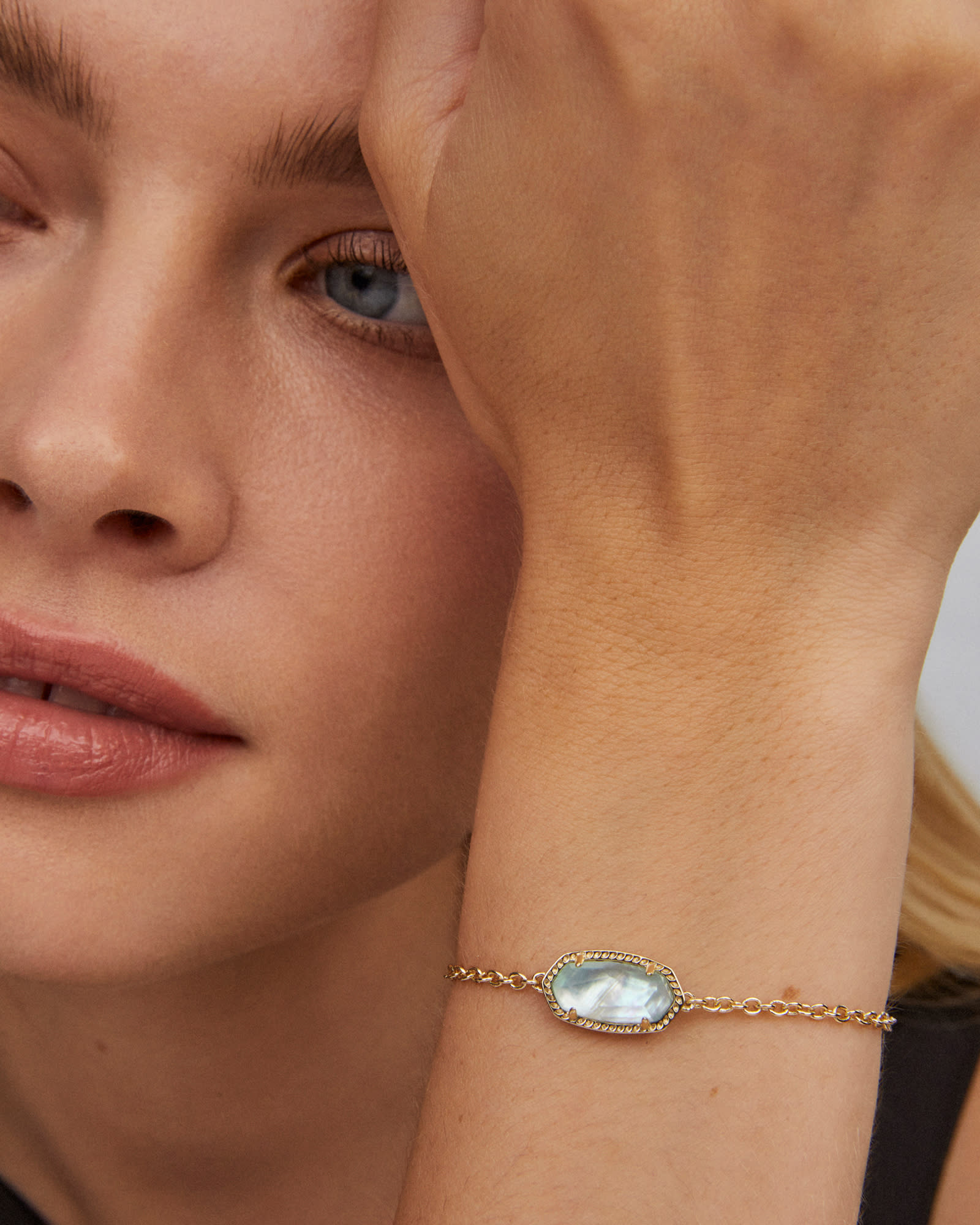 Elaina Gold Adjustable Chain Bracelet in Light Blue Illusion Kendra Scott